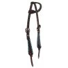 Double J Saddlery Brown Roughout With Turquoise Whip Stitch Single Ear Headstall -Horse Riding Master 104360 default l