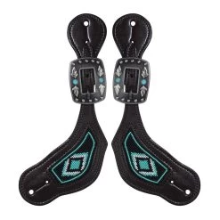 Professionals Choice Black/Turquoise Beaded Spur Straps