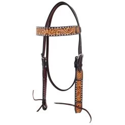 Rafter T Ranch Company Tooled Sunflower Browband Headstall