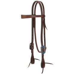 Weaver Leather Protack Turquoise Flower Slim Browband Headstall