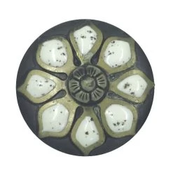 NRS White Stone Flower Petal Brass Antique 1 1/2 Inch Concho