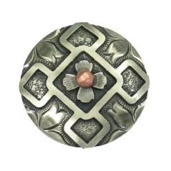 NRS Antique Silver Bold Square Flower 1 1/2 Inch Concho