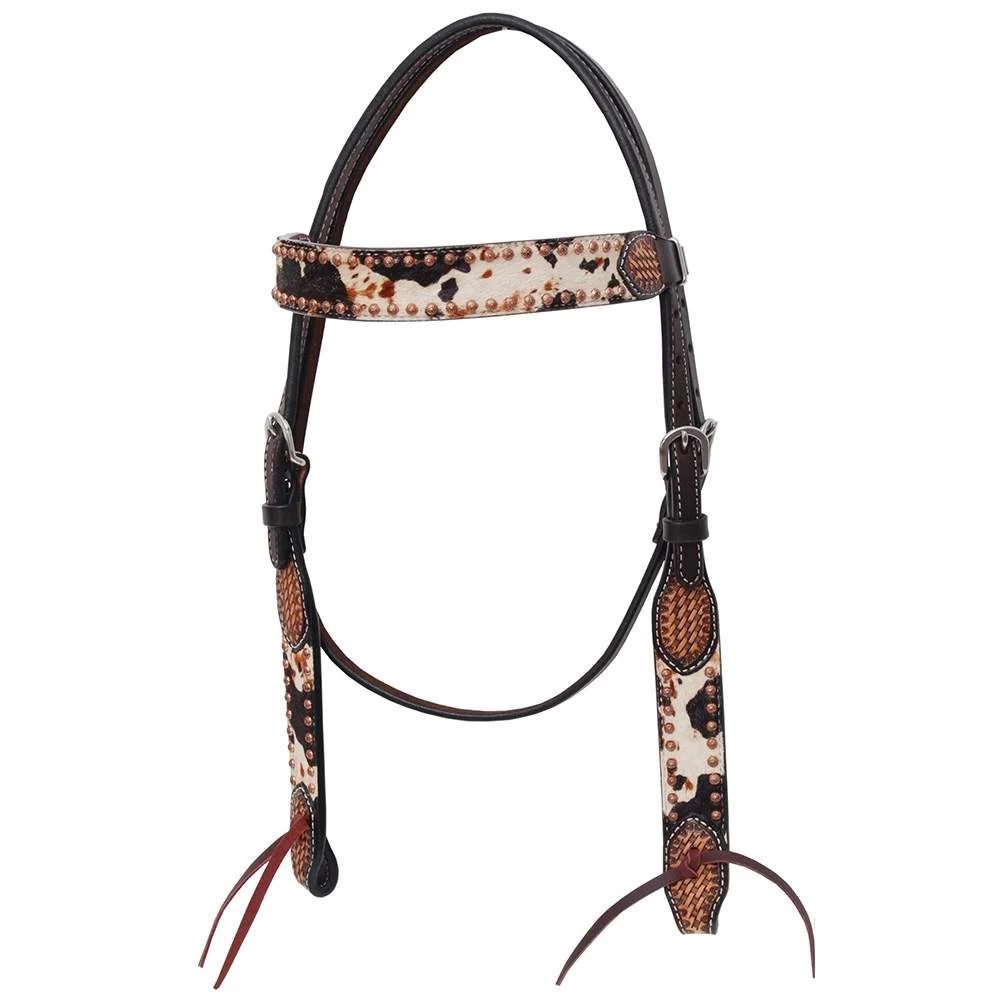 Rafter T Ranch Company Peppered Hide Browband Headstall 3 Rafter T Ranch Company Peppered Hide Browband Headstall