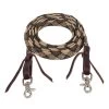 Mustang Aztec Braided Waxed Roping Rein W/Latigo Waterloops -Horse Riding Master 229186 728146