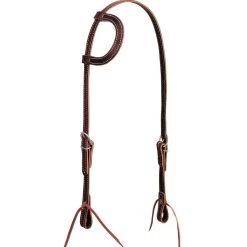 Weaver Leather Burgundy Latigo Slide Ear Headstall With Tie Ends
