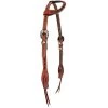 Double J Saddlery Chestnut Roughout Single Ear Black Buckstitch Headstall -Horse Riding Master 86157 default l