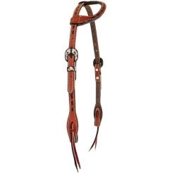 Double J Saddlery Chestnut Roughout Single Ear Black Buckstitch Headstall