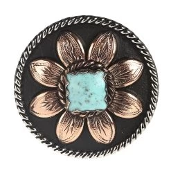 Augus Silversmiths Llc Copper Flower Turquoise Stone 1 1/2 Inch Concho
