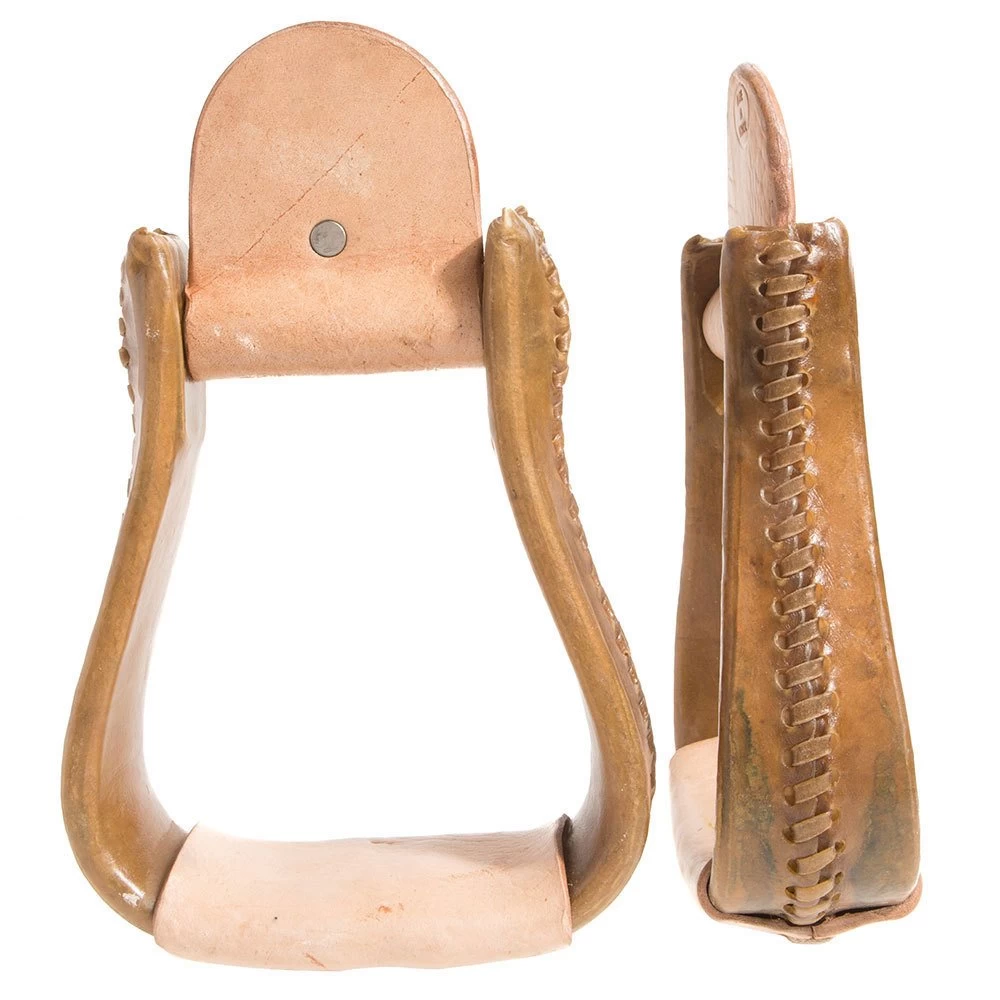 NRS Ladies Or Youth Rawhide Covered Stirrups 3 NRS Ladies Or Youth Rawhide Covered Stirrups