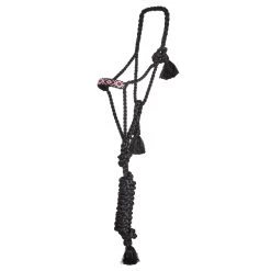 Professionals Choice Cowboy Braided Black Halter And Lead -Horse Riding Master HRCB BLA PIN 01