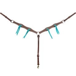 Martin Saddlery 1 1/2in. Scalloped Turquoise Blood Knot Breast Collar -Horse Riding Master bc15019atd